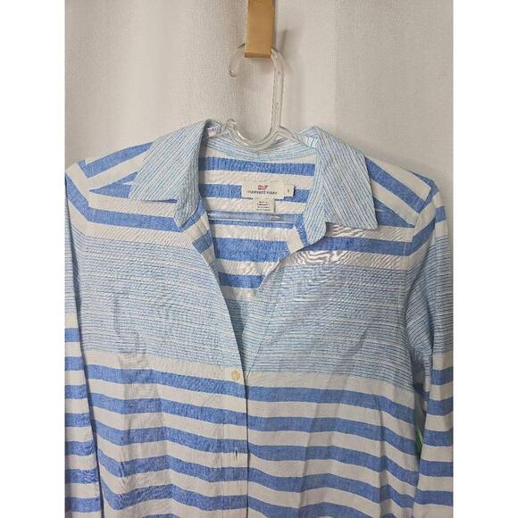 Vineyard Vines RN134578 Blue White Striped Button-up Shirt Womens 8 - Picture 2 of 6